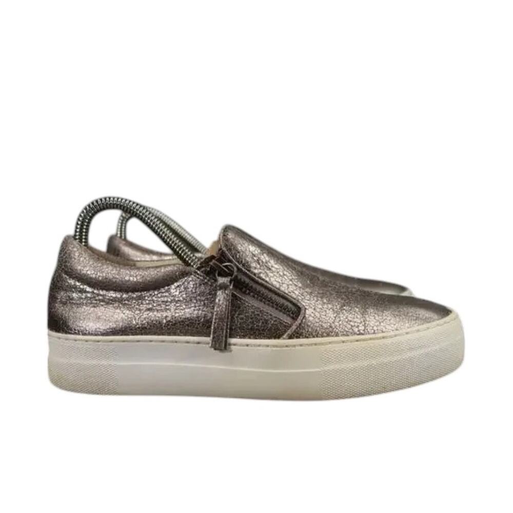 Steve Madden Shoes Womens 7 Sneaker Fashion Lifestyle Zip Metallic Platform Gray